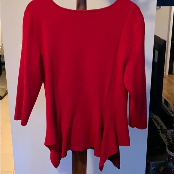 Red 3/4 Sleeve Peplum Sweater - Picture 2 of 3
